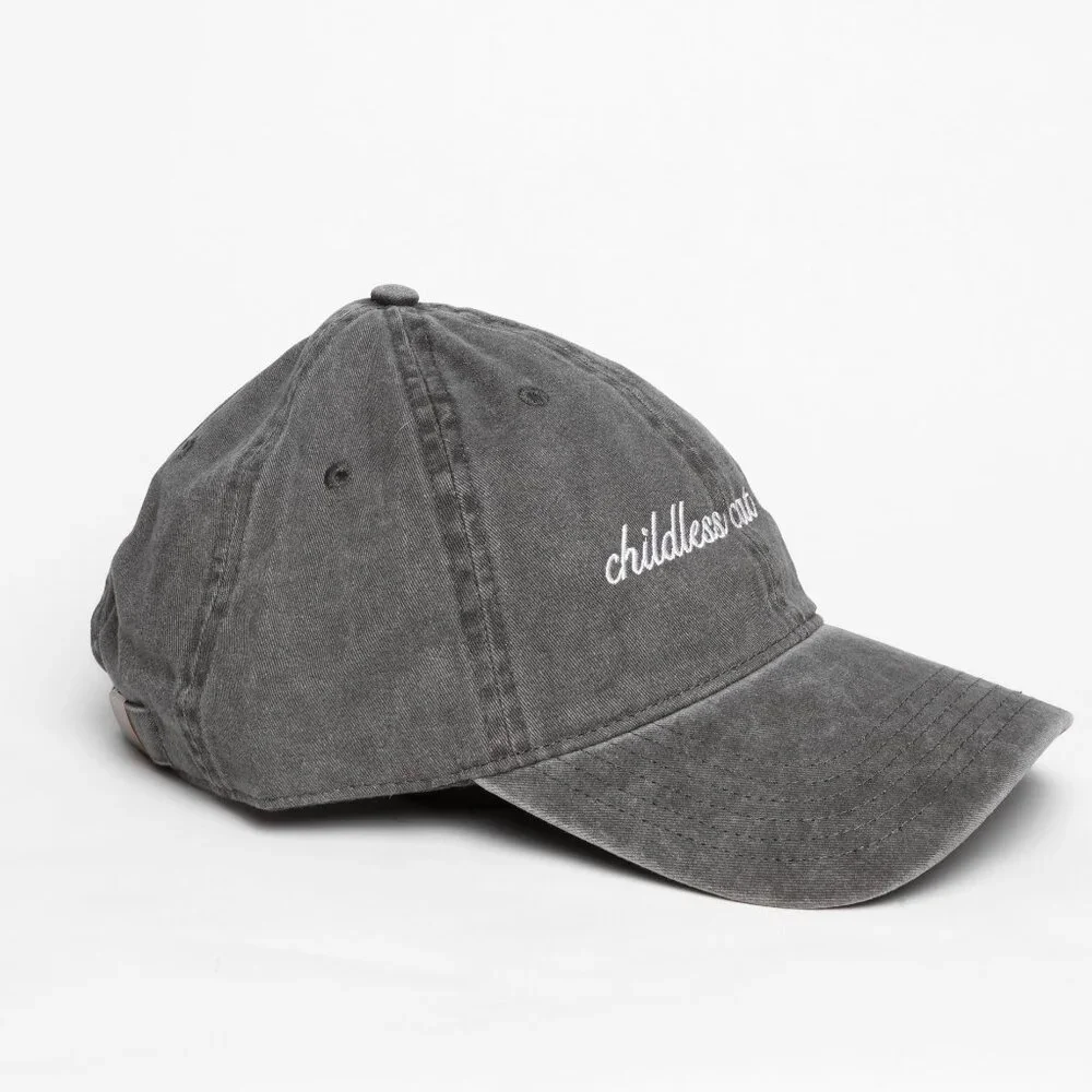 Childless Cat Lady charcoal gray dad cap hat - Picture 6 of 8